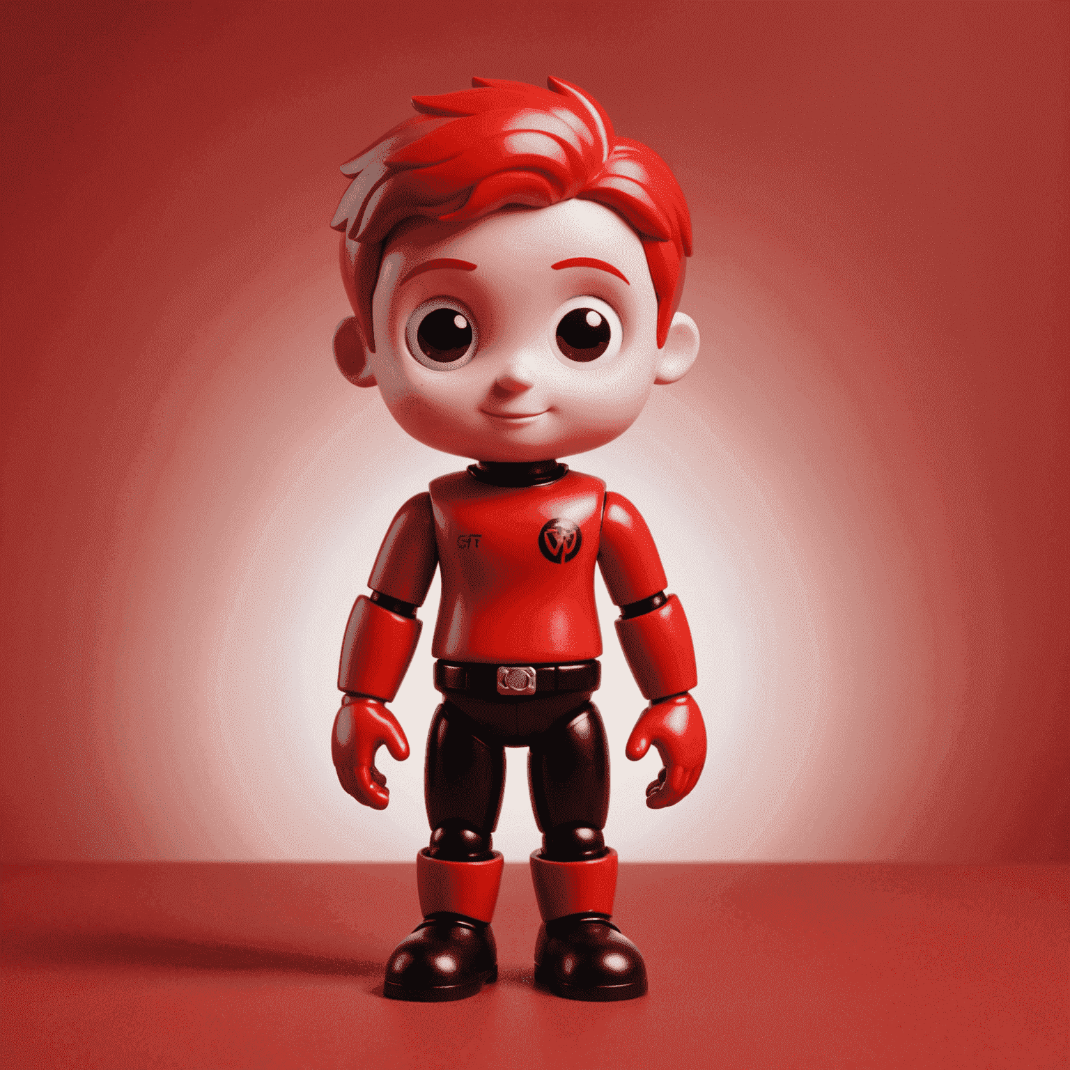 Selfvirtod logo - A stylized toy figure with a red background