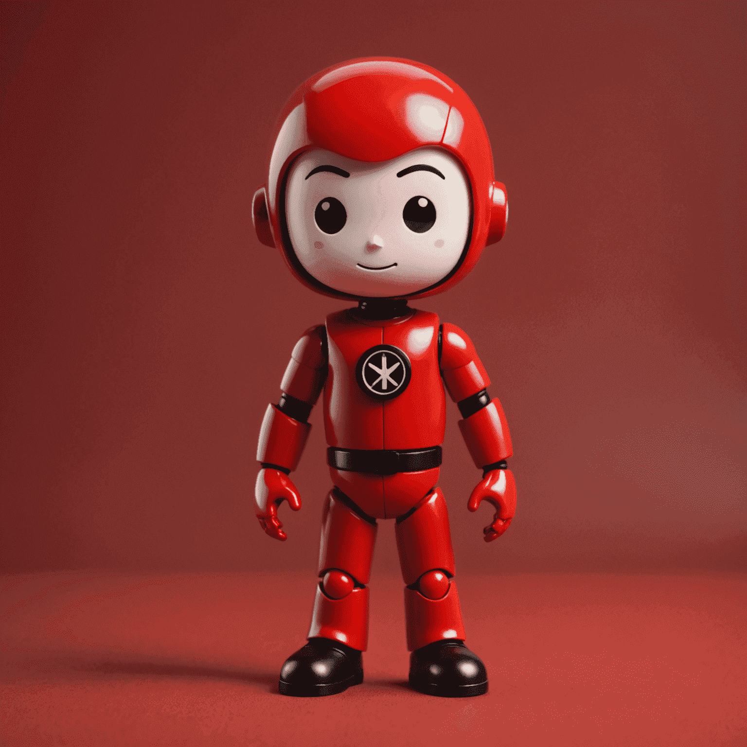 Selfvirtod logo - A stylized toy figure with a red background