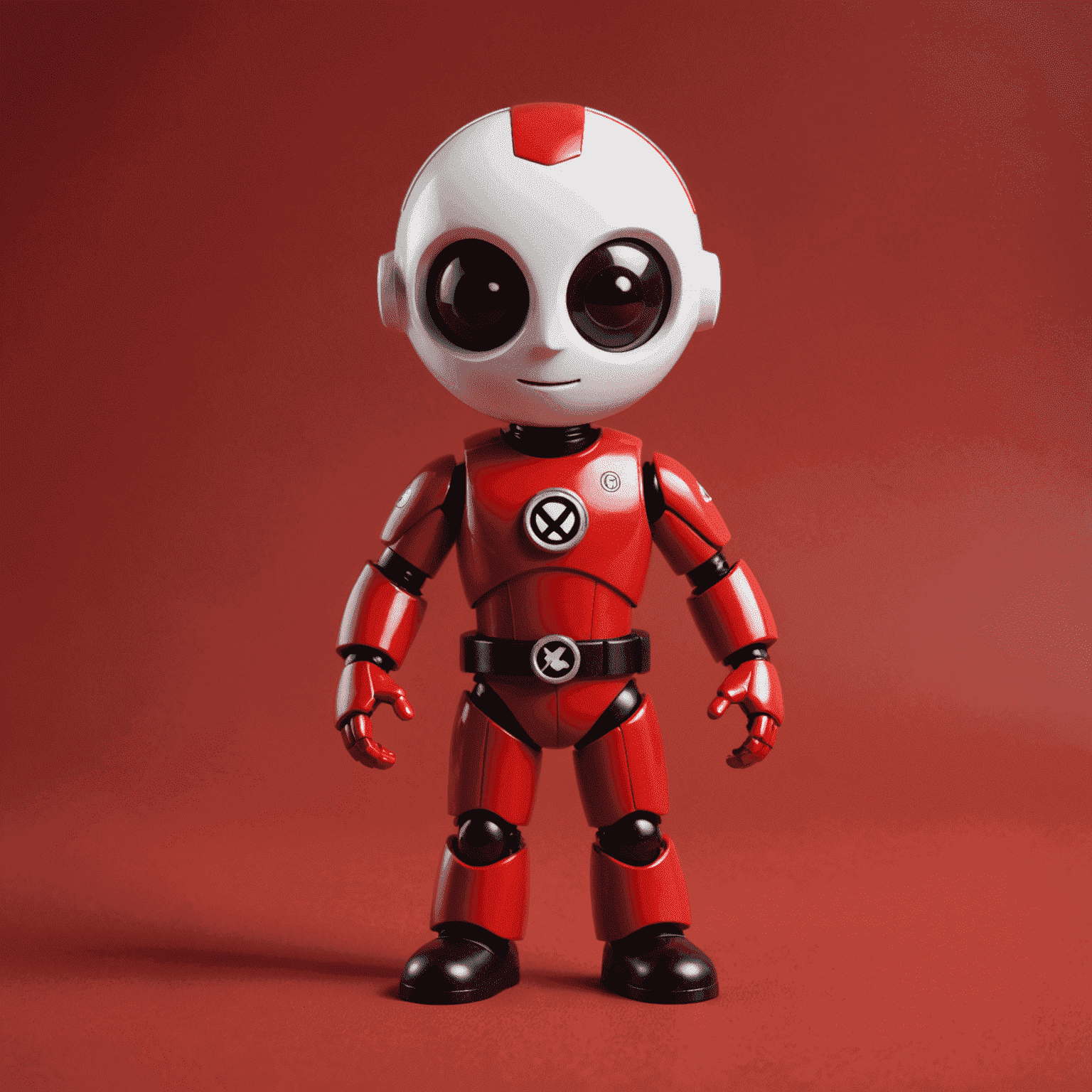 Selfvirtod logo - A stylized toy figure with a red background