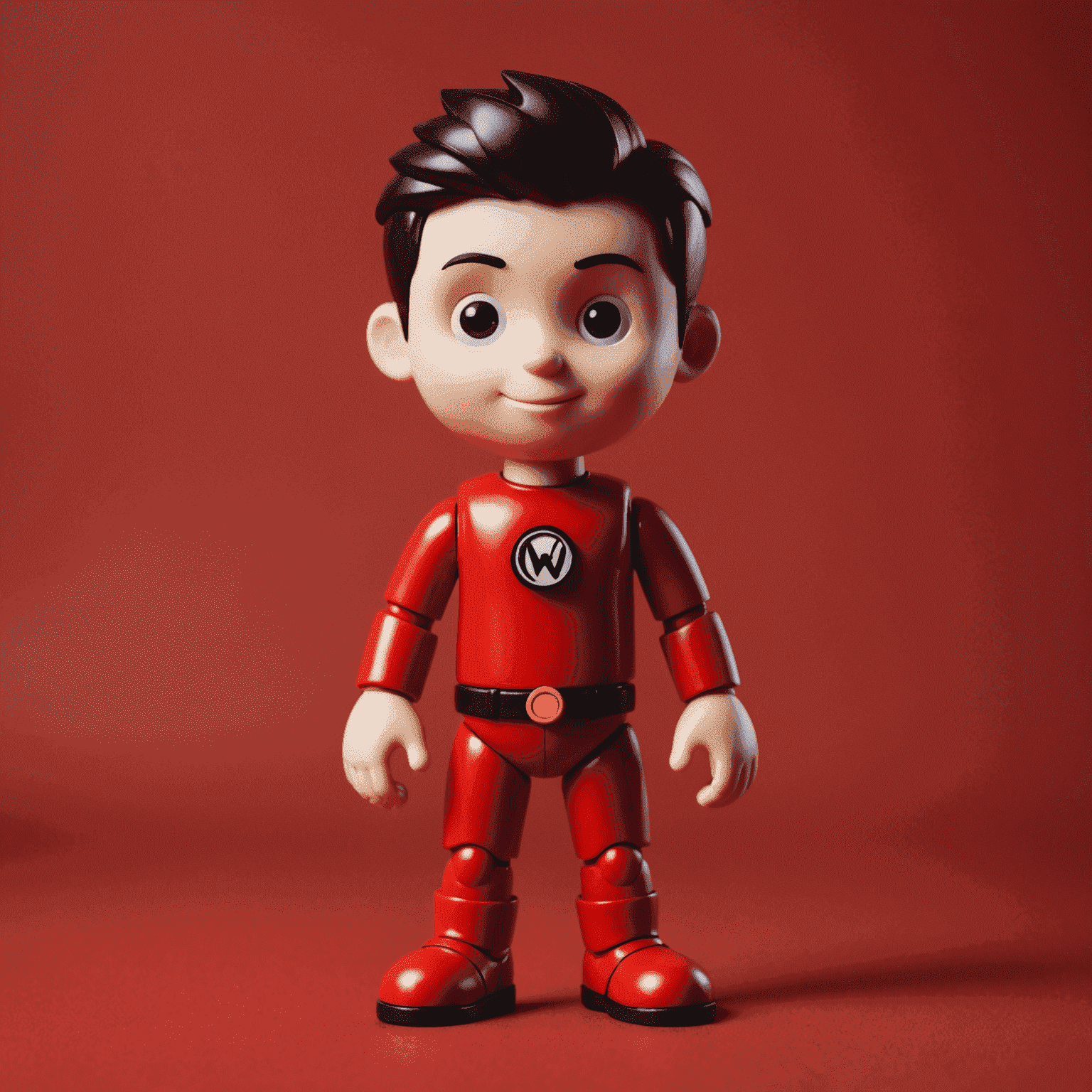 Selfvirtod logo - A stylized toy figure with a red background