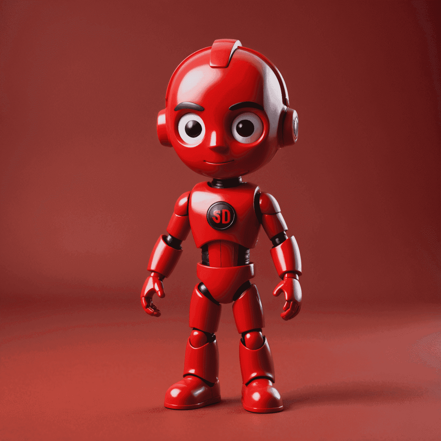 Selfvirtod logo - A stylized toy figure with a red background